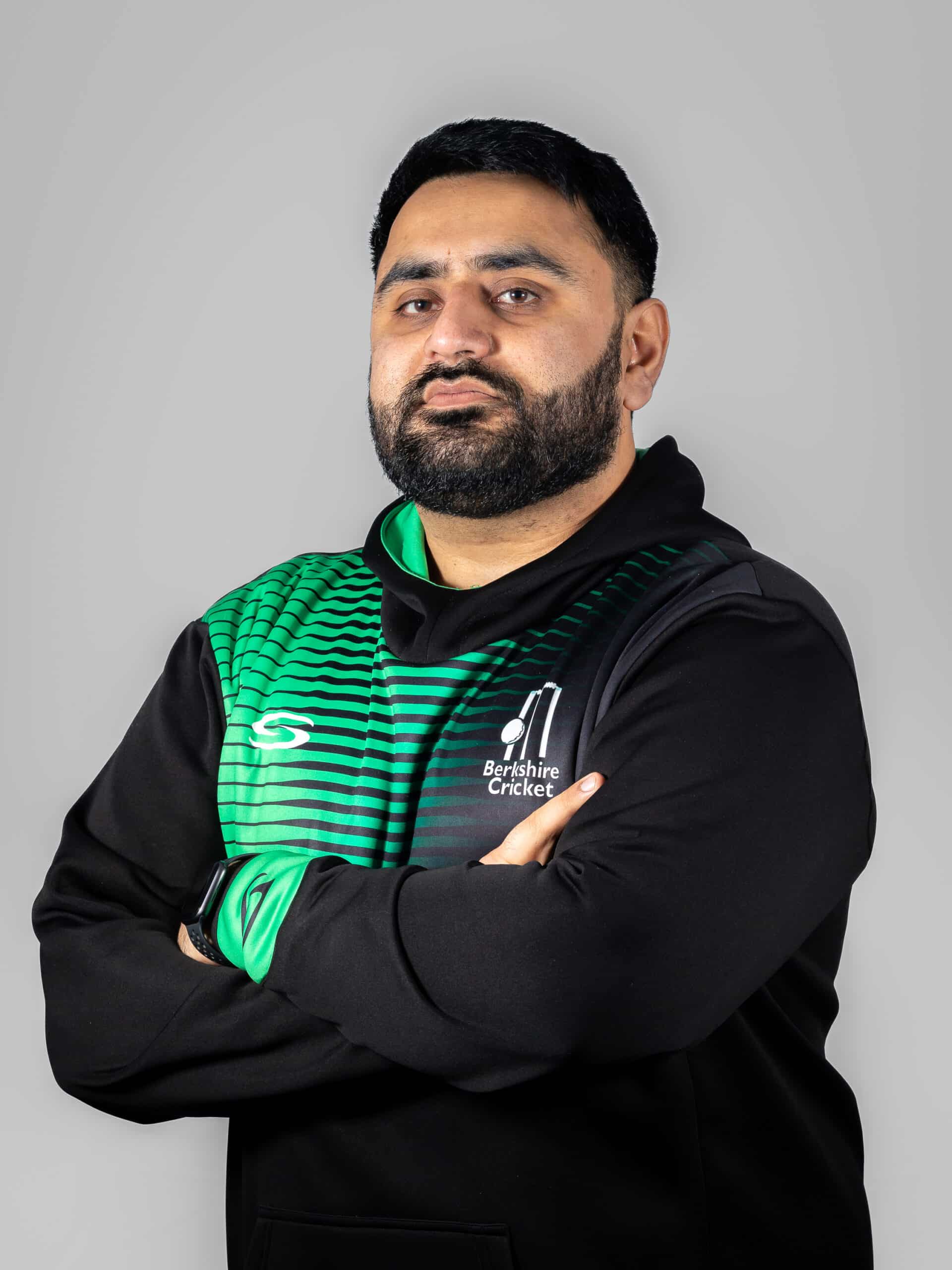 Berkshire Cricket's Hammad Ali photographed at Falkland Cricket Club on March 28th, 2024. Photo by Roger Byrne.